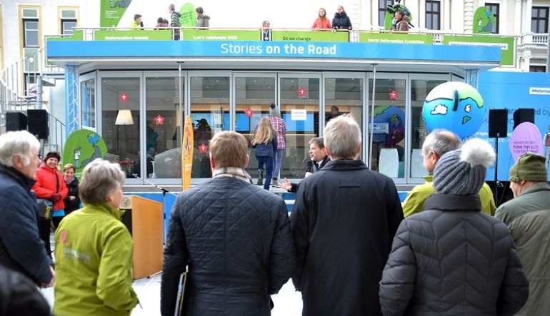 Geschichtentruck am Hans-Gasser-Platz in Villach