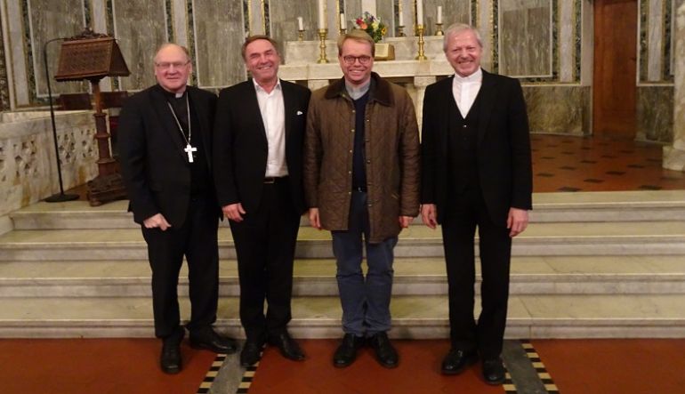 Im Bild von links nach rechts: Bischof Dr. Alois Schwarz, Superintendent Manfred Sauer, Luth. Pastor. Dr. Kruse und GV Engelbert Guggenberger in der Evang. Kirche in Rom