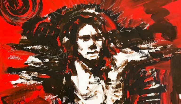 Jesus Christ, Acryl auf Papier,42x59cm_Bildausschnitt Der Leidensweg Christi (Fotonachweis: Unendliche Grafikgrenze Mobin)