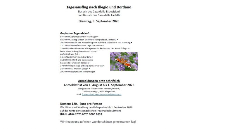 Bild 1: Tagesfahrt nach Illegio und Bordano